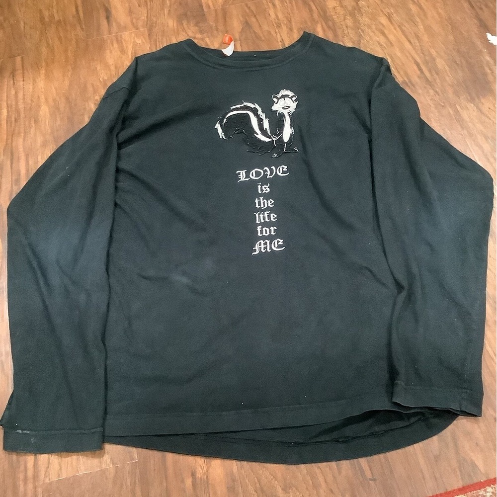 vintage 90s Iceberg History Pepe Le Pew Rare LS Tee / Fits 2XL Looney Tunes